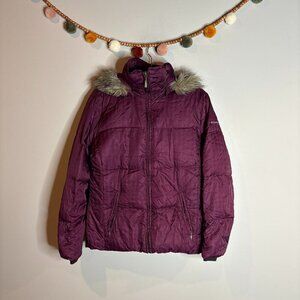 Columbia GRT purple plaid down winter coat